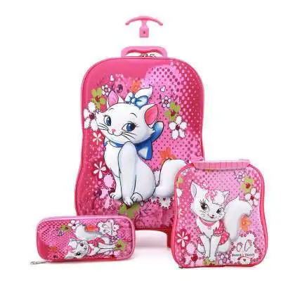Брендовый 3D чехол на колесиках для мальчиков и девочек, детский багажный чемодан с тяговым стержнем, чемодан для путешествий, чемодан для девочек, коробка с тяговым стержнем, детский карандаш - Цвет: A