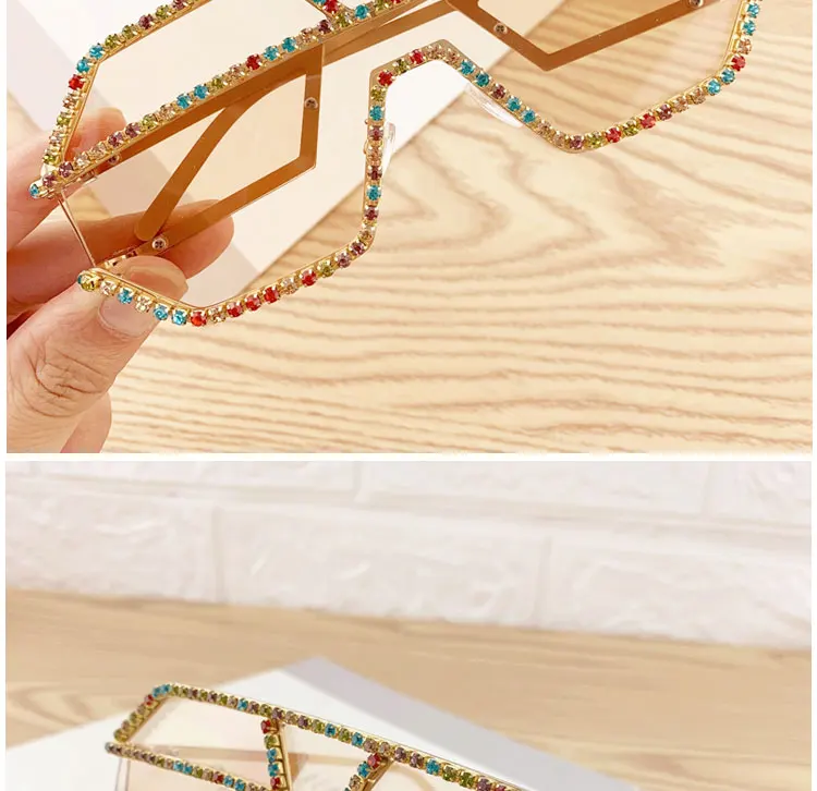 Oversize Square Sunglasses Women Fashion Luxury Rhinestone Sunglasses Big Shades Transparent Pink Yellow Sun Glasses Female NX