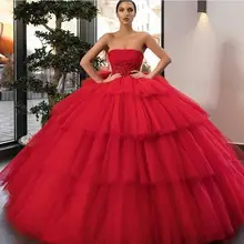 Без бретелек из тюля Пышное Бальное платье Бальные платья плиссированные сексуальные Индивидуальные Длинные вечерние платья для выпускного вечера бисером ампир талии