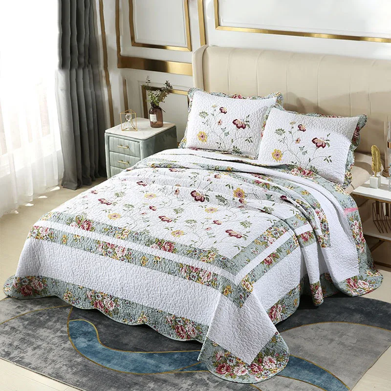 

CHAUSUB Jacquard Quilt Set 3PC Cotton Bedspread on the Bed Comfortable Bed Cover King Queen Size Quilted Coverlet Summer Blanket