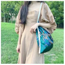 Полиэфирная ткань печатная цепь Экологичная для шоппинга с ручкой сумка на плечо синяя или красная основа CYB29