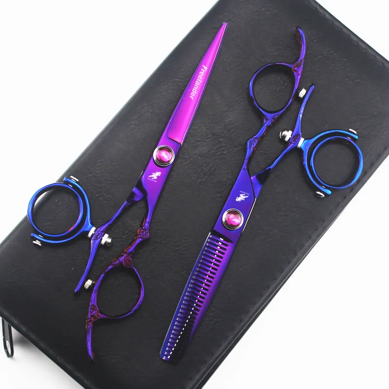 

6.0" swivel thumb hair cutting shears hairdressing scissors 720 degree rotating thumb shears swivel thumb scissor flying shears