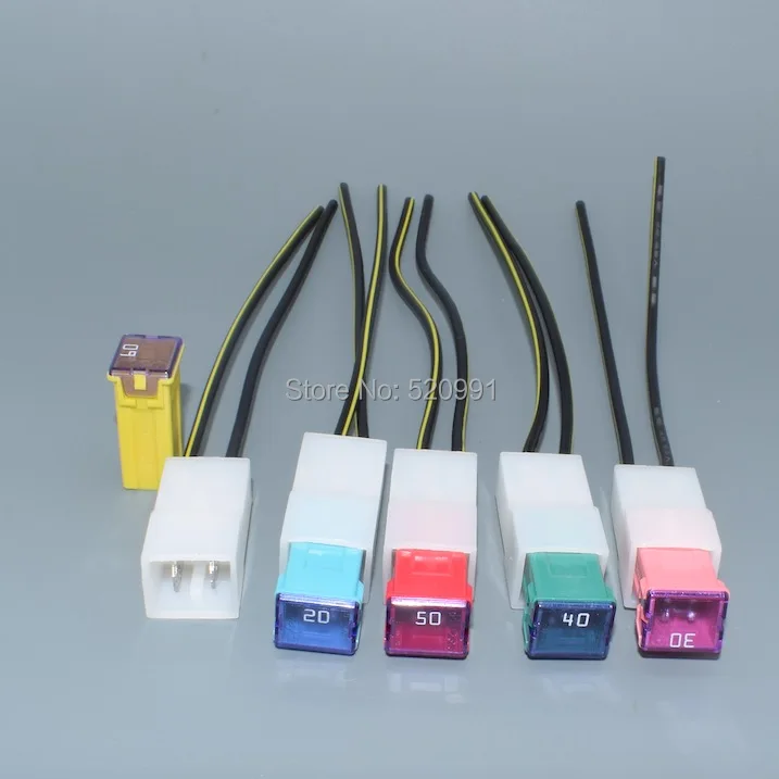 shhworldsea 1set =1pcs fuse +1pcs fuse box Mini Square Fuse 20A 25A 30A 40A 50A 60A Auto Fuse Plastic Box Assortment Auto
