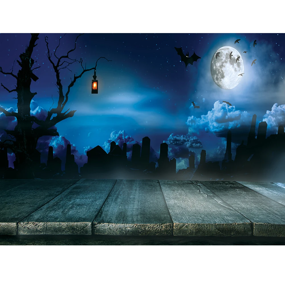 15x10ft Bright Full Moon and Bats Photography Backdrop for Halloween Themes Event Use Background Photo Booth Props LHFU564 