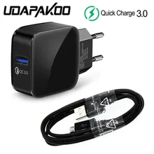 Быстрая зарядка 3,0 Адаптивная вилка ЕС USB быстрое зарядное устройство+ кабель Micro Usb для Samsung Galaxy S6 S7 Edge A6 J6 J4 J5 Doogee смартфон