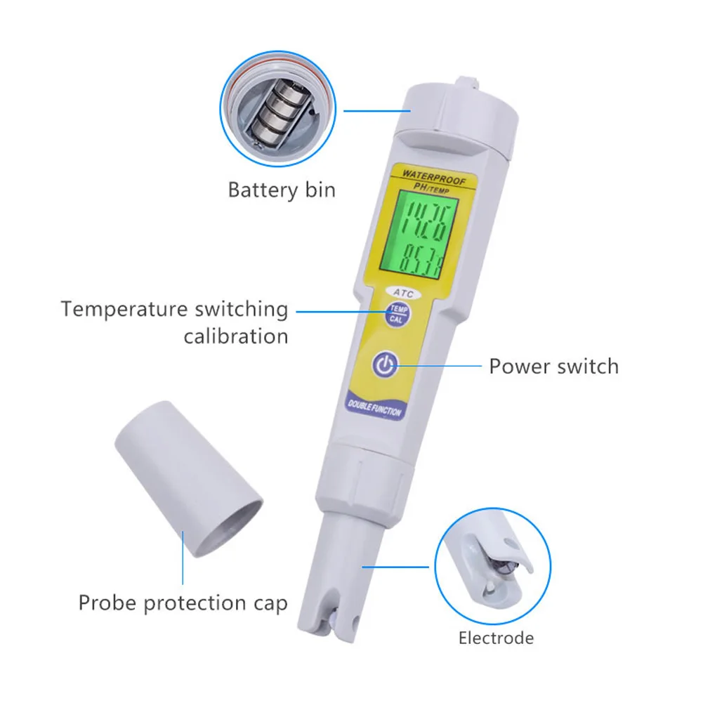 

Tester Thermometer Waterproof Digital Display PH Meter Fish Tank Pocketable Temperature Pen Auto Calibration Aquarium