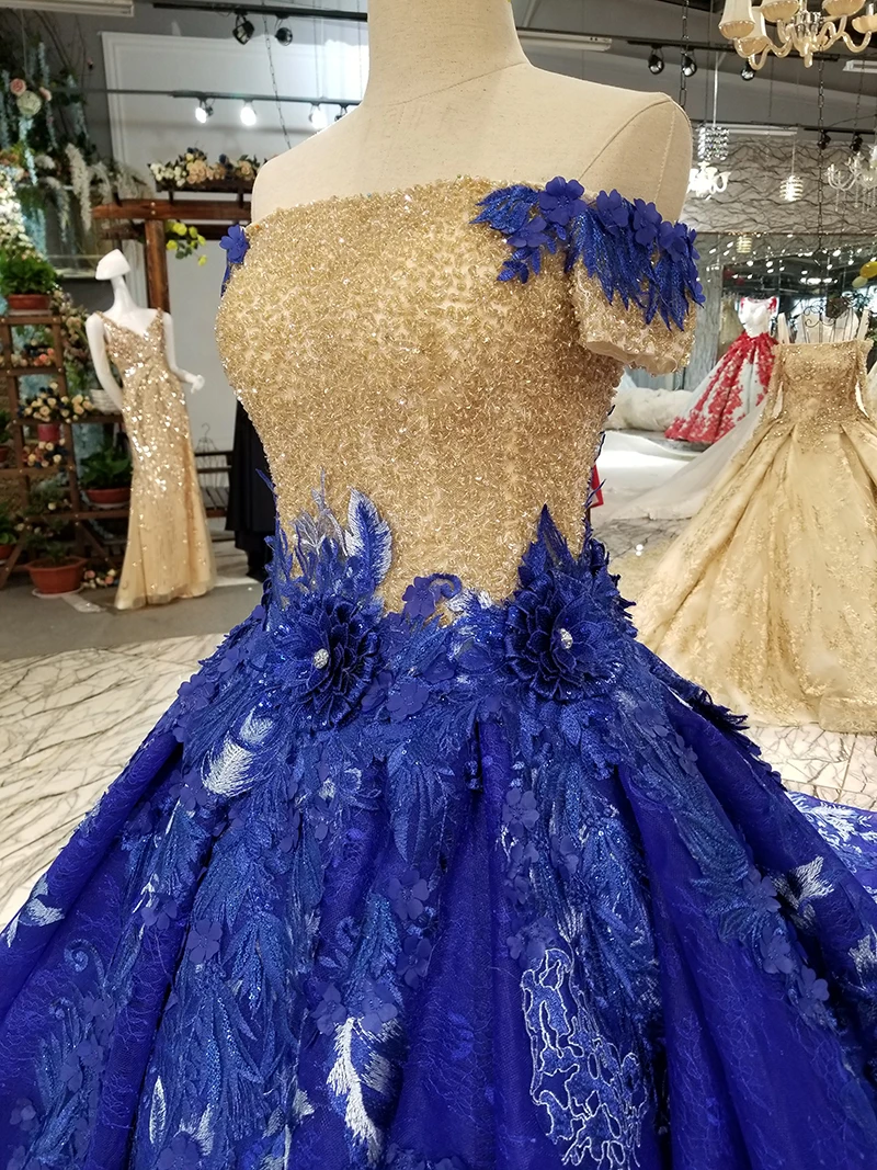 LS35454 с открытыми плечами с короткими рукавами синее торжественное платье с горловиной лодочка со шнуровкой сзади длина до пола бальное Вечернее платье