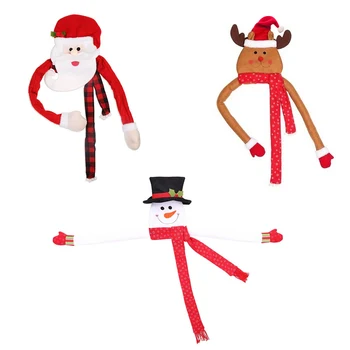 

Behogar Cute Xmas Christmas Tree Toppers Hugger Ornament with Hat Long Scarf Bendable Arm for Home Mall Party Supplies Decor