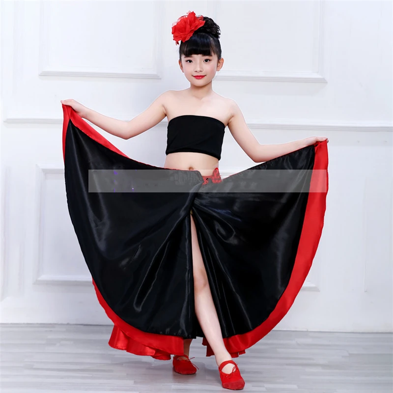 Color 3 720 Degree Фламенго танцевальная юбка для девочки живота испанский бой быков Цыганское Платье танцевальный костюм для сцены одежда Бальные, фламенко - Цвет: Color 3 720 Degree