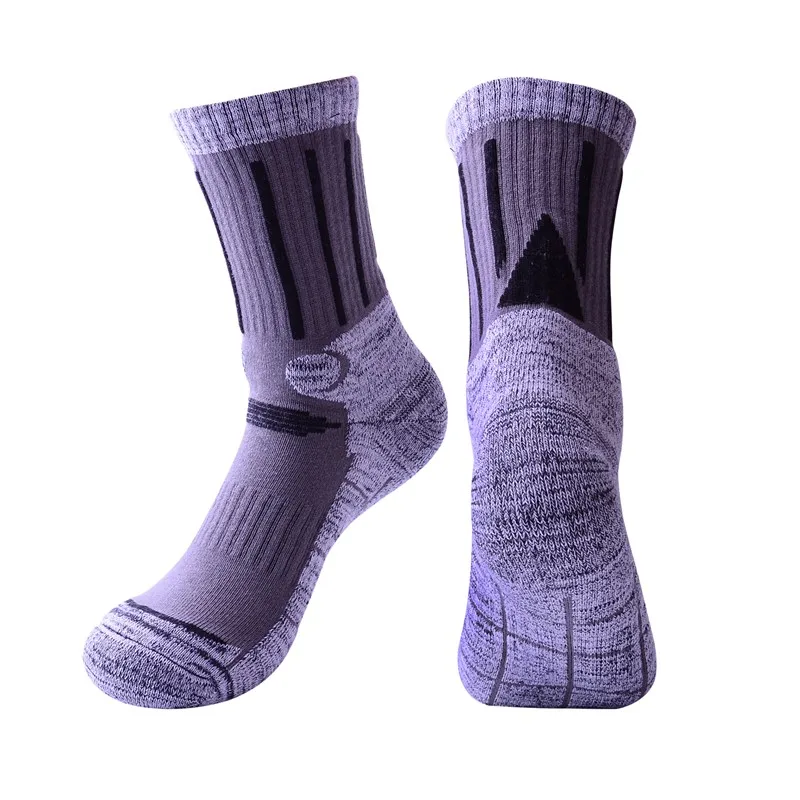 2 пар/лот, уличные спортивные носки для катания на лыжах, для мужчин и женщин, хлопковые дышащие походные Лыжные носки для бега, толстые футбольные носки - Цвет: Gray EU 39-44