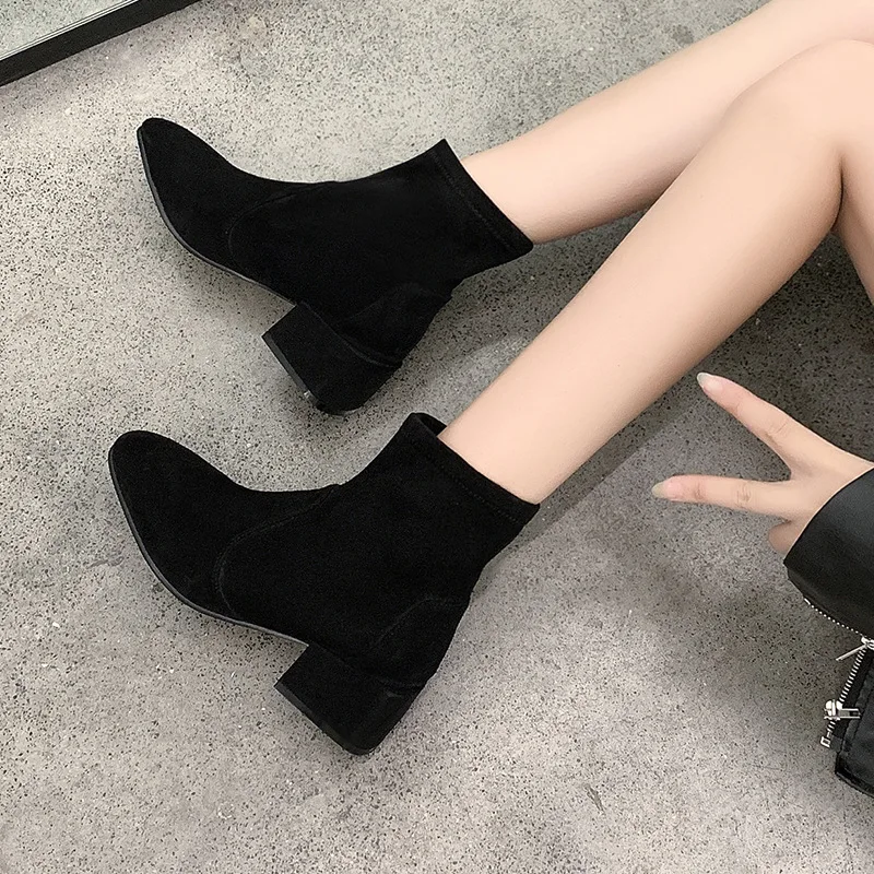 

2019 New Style Autumn & Winter Dull Polish Women's Boots Popular Versatile Chunky-Heel Small Short Boots Low Heel Retro Martin B