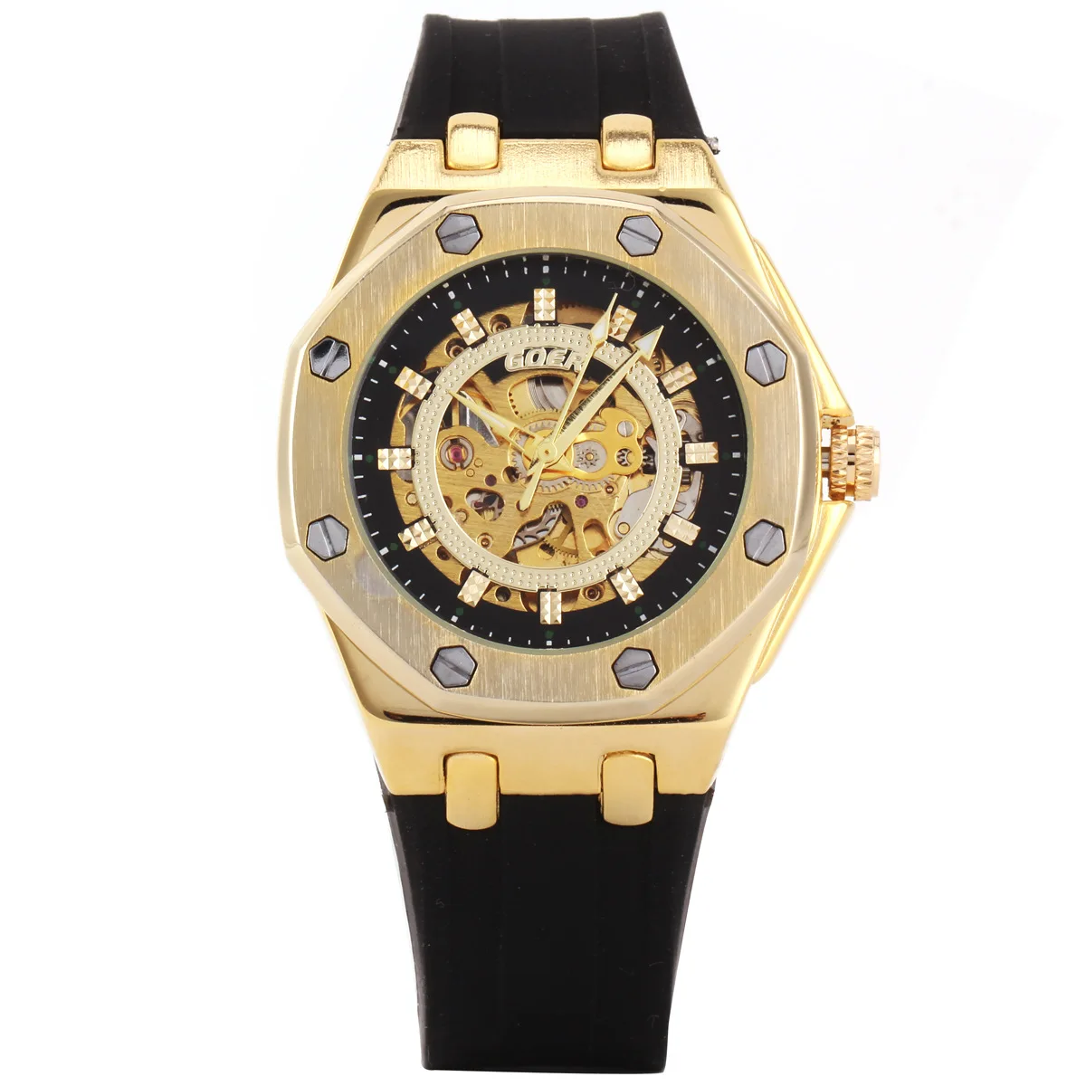 

EBay AliExpress Goer Fully Automatic Hollow out Analog Watch Silicone Band Watch Men'S Wear
