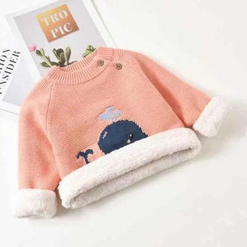 Pink DIIMUU/зимние детские свитера для мальчиков и девочек; теплые шерстяные пальто для малышей; Детские повседневные пуловеры; вязаные топы; плотная одежда - Цвет: Pink