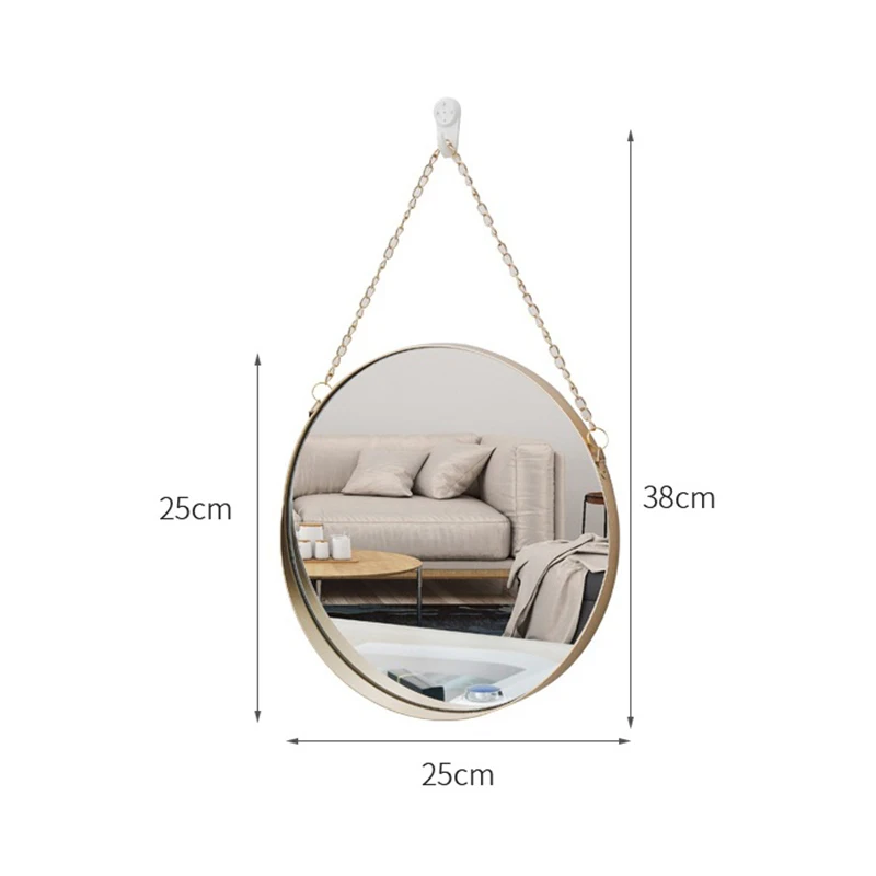 Round Hanging Mirror Metal Wall Mount Mirror Art Toilet Bathroom Decor Nordic Style Mirror 2024 New Arrival