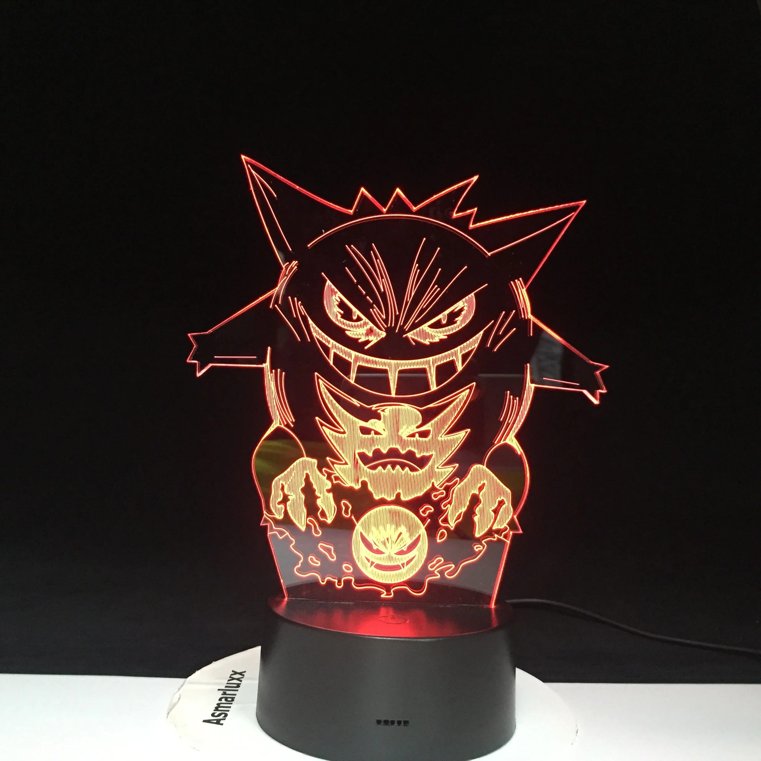 Pokemon Gengar 3D светодиодный светильник, классный цветной Ночной светильник, USB черная основа, мультяшная декоративная настольная лампа, Детский Рождественский подарок 815