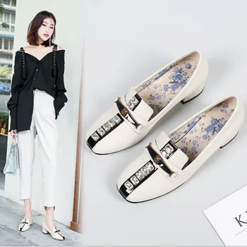 

Luxury Design Butterfly-knot Print Flower Women Shoes Crystal Round Toe Runway High Heels Slip on Genuine Leather Oxford Shoes