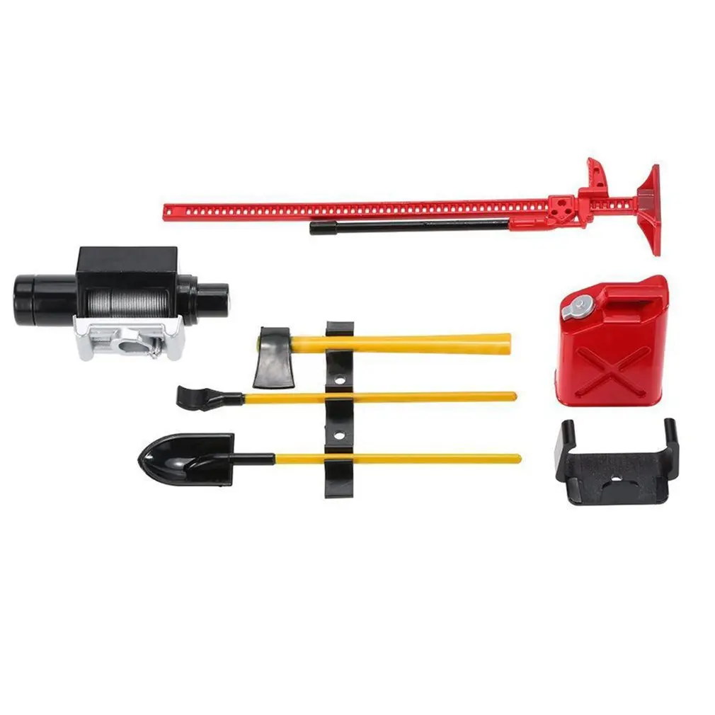 

6pcs/set RC Crawler Model Car 1:10 Accessories Mini Fuel Tank Winch Jack Tools Kit for Axial SCX10 RC Truck Car Parts