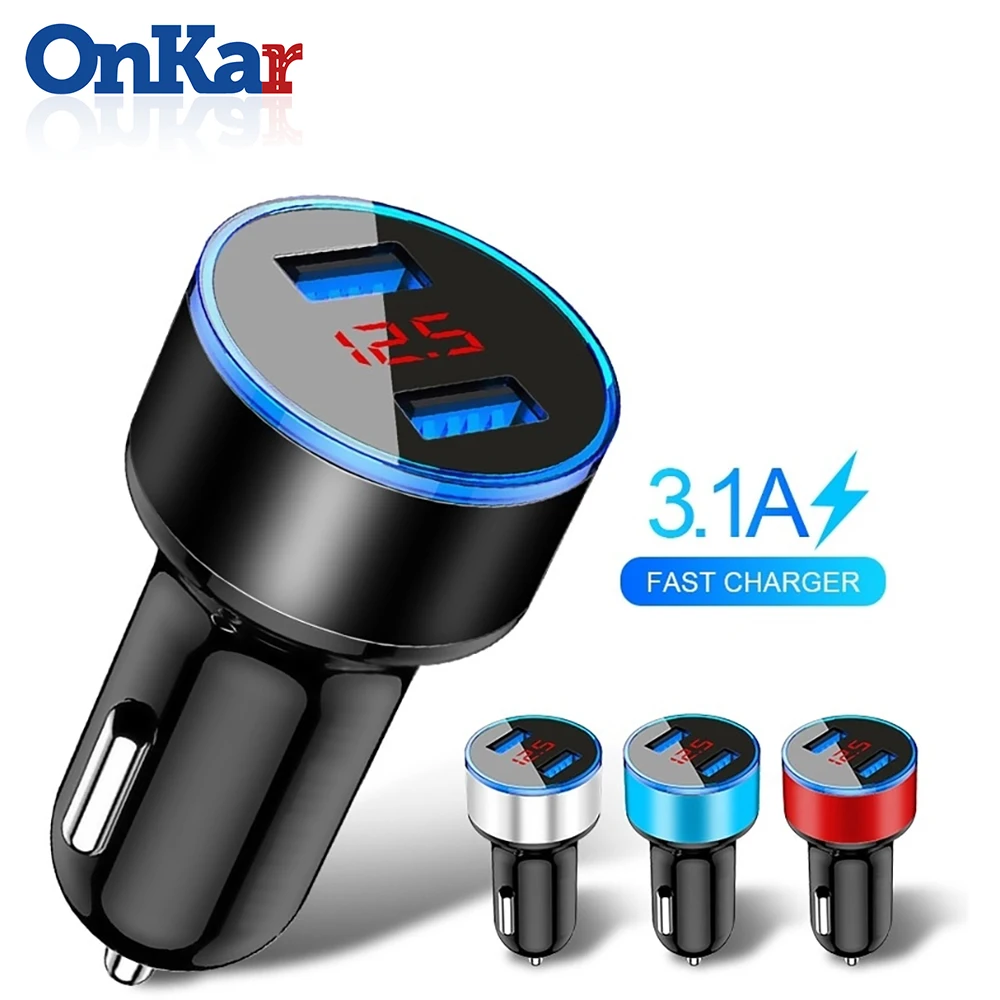 Автомобильное зарядное устройство ONKAR с USB 3 1 А светодиодный дисплей