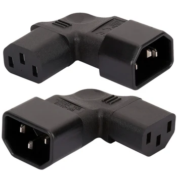 

2PCS Black IEC 320 C14 Male To C13 Female UPS Extension PDU Wall Mount PSU Durable PVC Power Adapter Right Angle Receptacle
