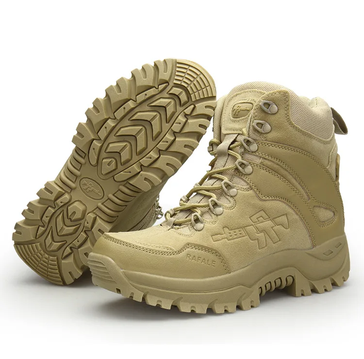 

Mens Genuine Leather Military Boots Special Forces Desert Combat Tactics High Top Army Boots With Side Zipper For Men Work Shoes