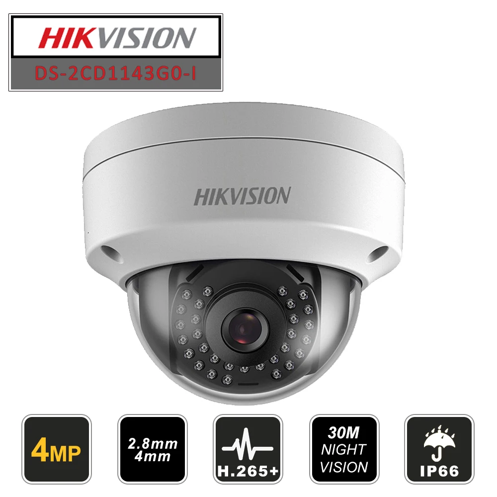 Hikvision Original English 4MP(1080P) Dome Security Camera Onvif DS-2CD1143G0-I PoE CCTV Replace DS-2CD1141-I H.265+ | Безопасность и