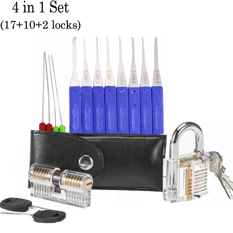 4 in 1 set Набор инструментов для фиксации, Слесарь, 17 шт., инструмент для фиксации, 1 шт., 2 шт., инструменты для удаления, 2 шт., прозрачный замок - Цвет: 4 in 1 set