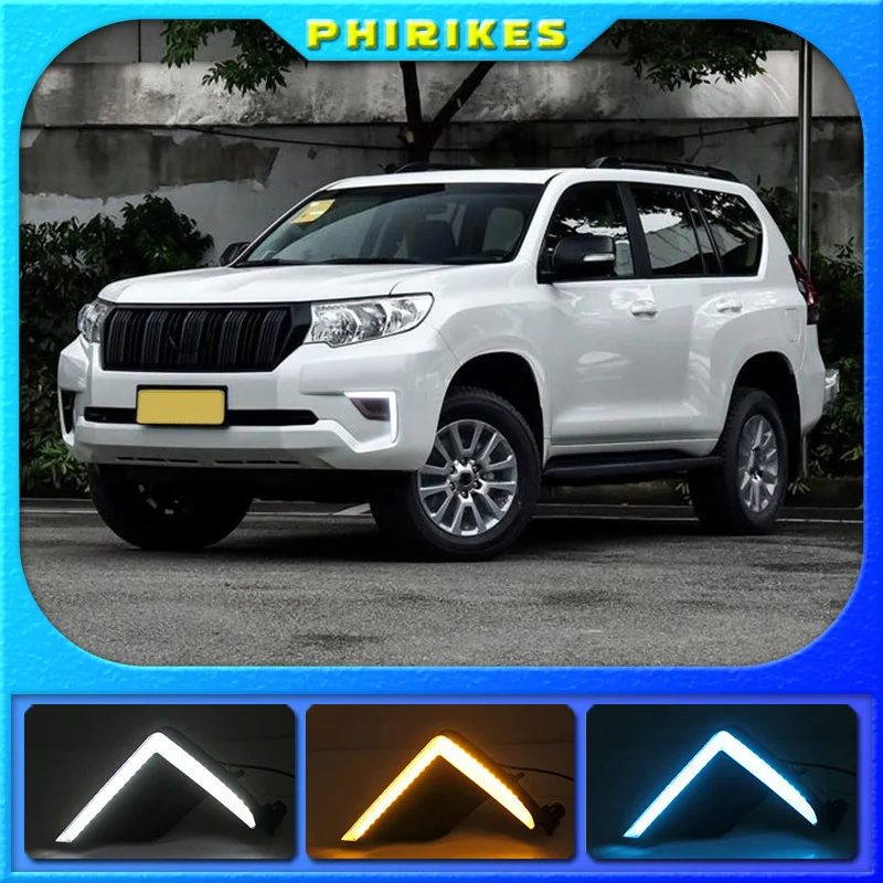 Светодиодные дневные ходосветильник 2 шт. для Toyota Land Cruiser Prado 2018 автомобильные