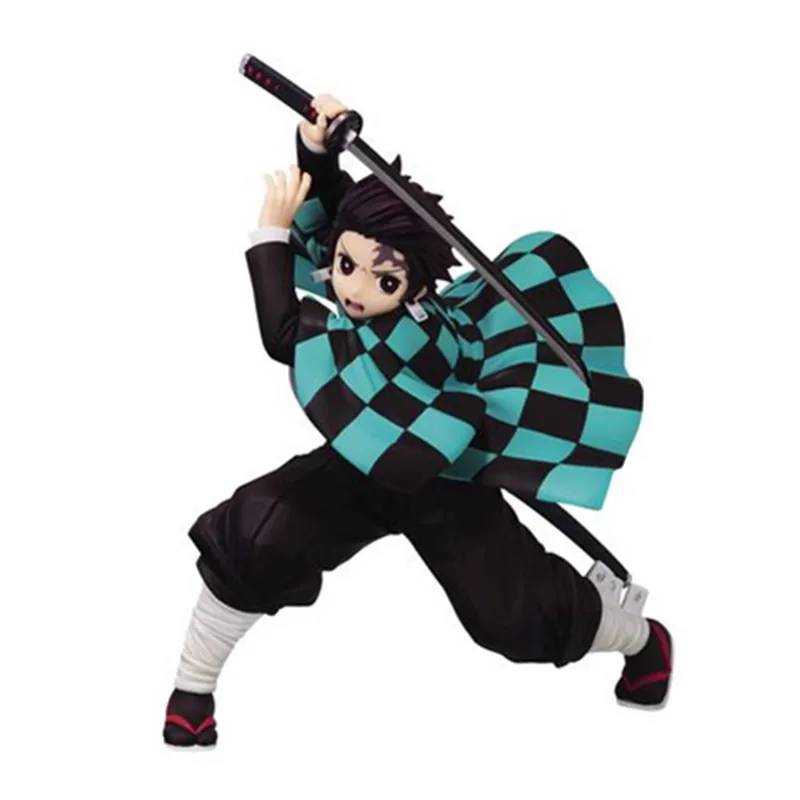 Аниме Статуэтка демон убийца Kimetsu no Yaiba Kamado Tanjirou Agatsuma Zenitsu Kamado Nezuko ПВХ фигурка игрушки Juguetes - Цвет: Армейский зеленый