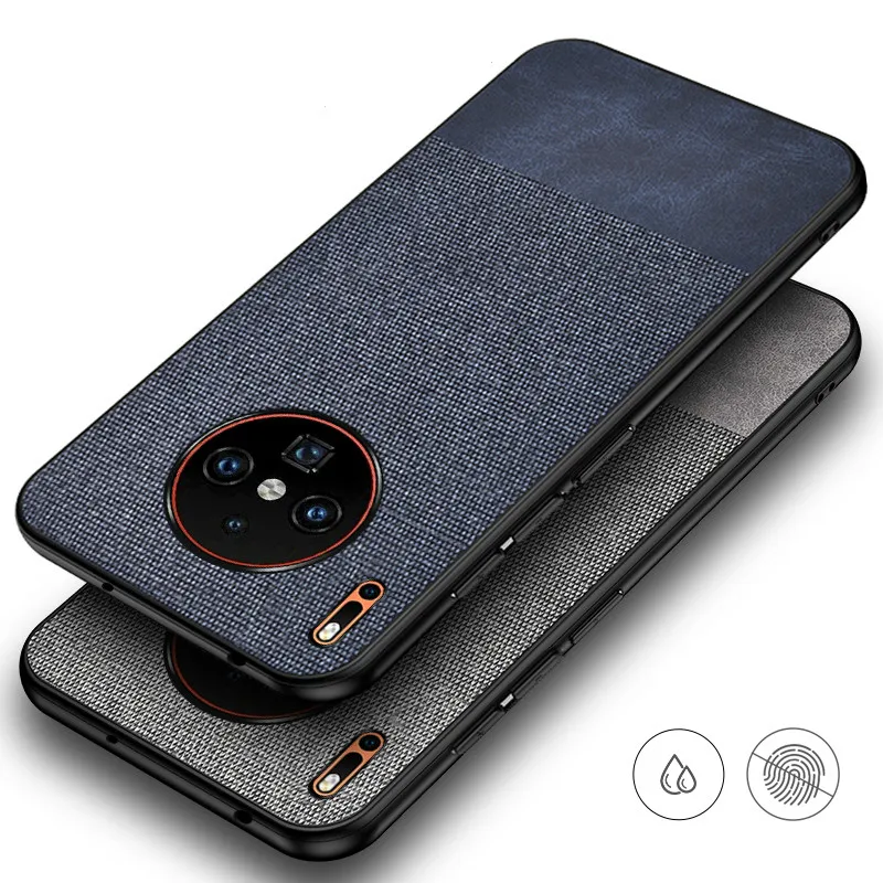 

Voppton Real Fabric Business Case for Huawei Mate 30 pro Phone Case Splice PU Fabric Hard PC Back Phone Cover for Mate 30 lite