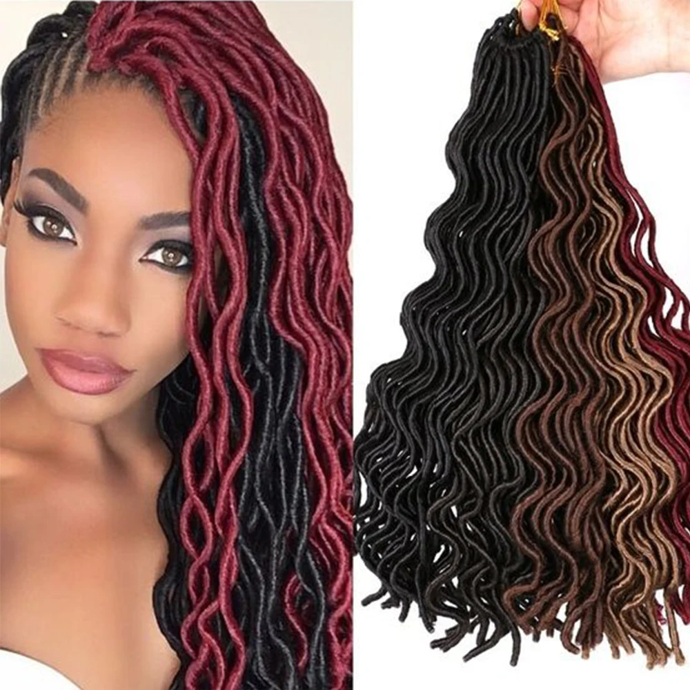 Natifah Faux locs Curly, вязанные крючком косички, волосы, синтетические дреды, наращивание волос 20 дюймов, 20 корней, блонд, черный, кудрявые косички