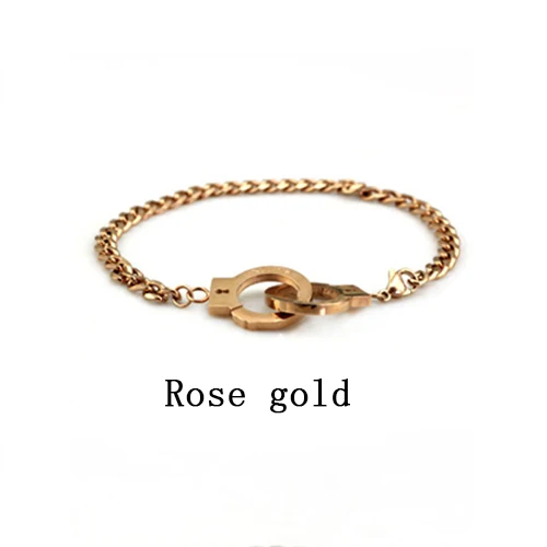 Мужской браслет наручники нержавеющая сталь цепочка на подарок на руку пара очаровательные серебряные браслеты золотые женские мужские аксессуары ретро - Окраска металла: Rose gold