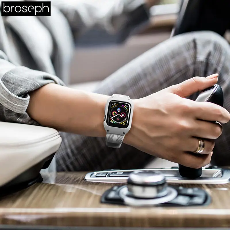 Силиконовый ремешок для Apple Watch, 4 ремешка, 44 мм, ударопрочный чехол для iwatch 3, 2, 1, 42 мм, ремешок для часов, ремень, браслет