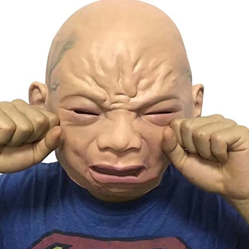 realistic crying baby mask full head crying face