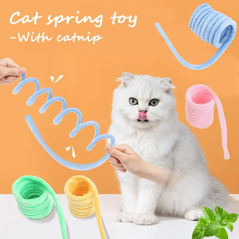 Plush Cat Toys Spring Accessories with Catnip Colorful Cat Spring Toy