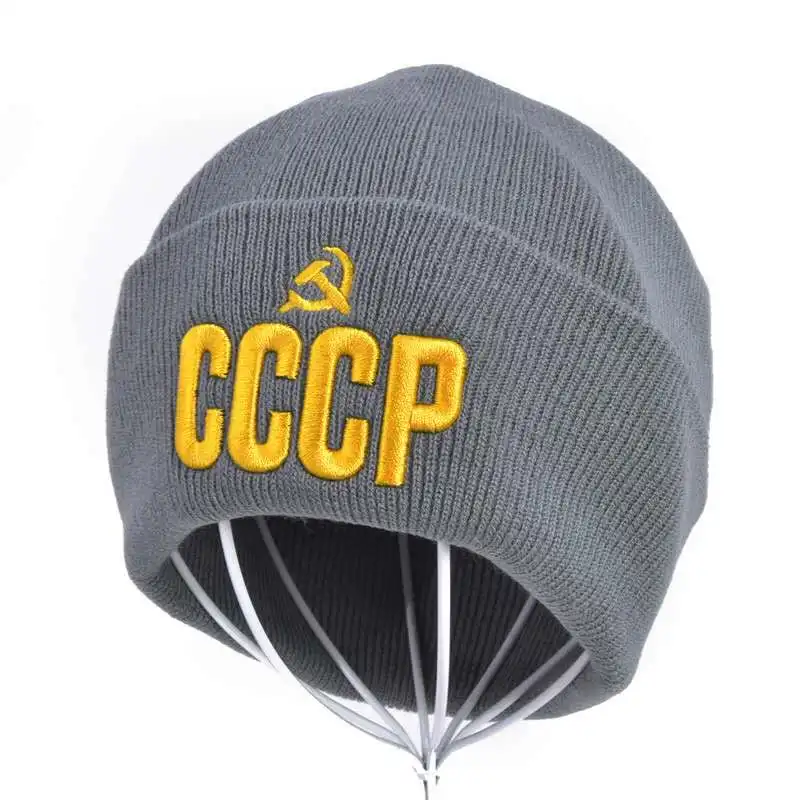 

Unisex Winter Hats 3D CCCP USSR Embroidery Knitted Beanie Cap Communist Party Warm Knit Beanie Hat Skull Caps Gorro Bonnet gorro