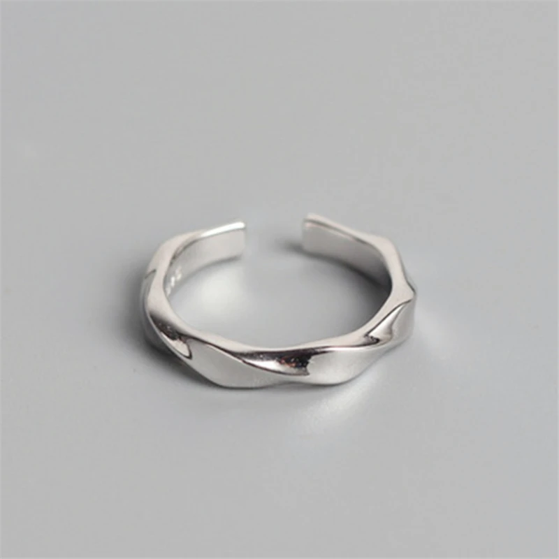 

Wholesale Japan Korean Fashion 925 Sterling Sliver Adjustable Rings Wave Twisted Simple Finger Rings Boho Free Shipping KJZ0412