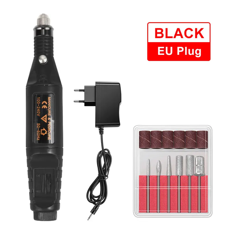 For EU Plug Комплект сверла для ногтей профессиональные пальцев на руках и ногах, Уход за ногтями, Электрический Фрезер для ногтей, полировальная машинка для маникюра и педикюра, набор для наращивания ногтей - Цвет: For EU Plug
