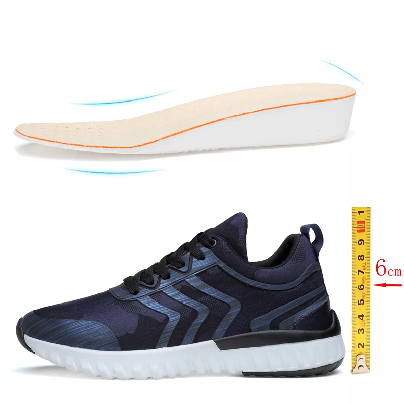 

Shoes Men Sneakers Invisible Height Increased Insoles 6CM High Heels Men Increase Shoes Hidden Wedge Heel Elevator Shoes