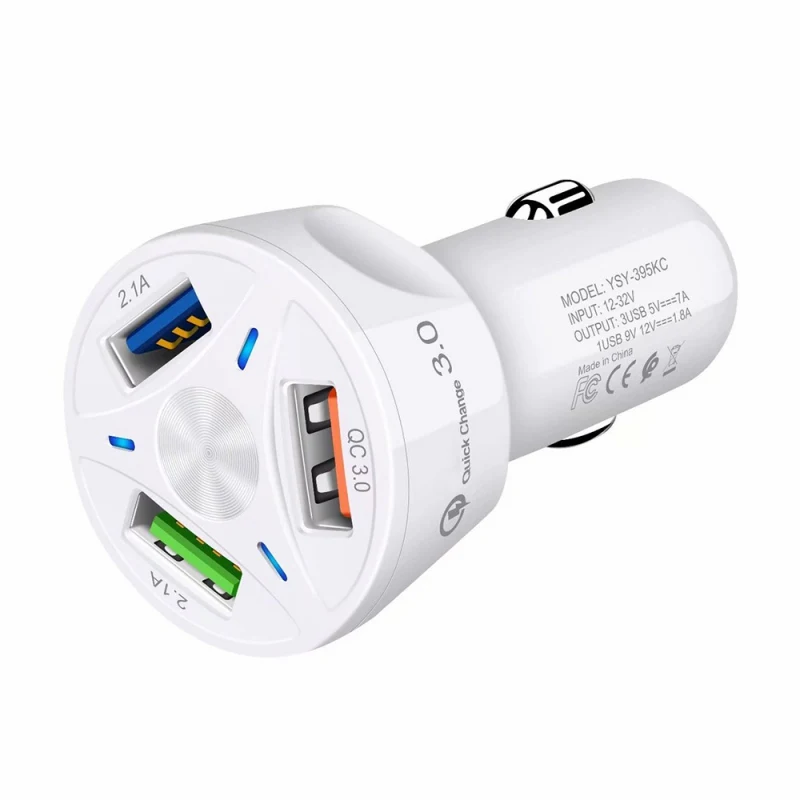 USB car charger QC 3.0 car charger for iPhone USB fast charging mobile phone 3A car charger motorcycle usb car charger