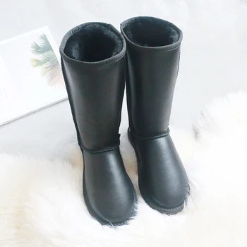 

Fashion Women Long Boots 100% Natural Fur Winter Boots Non-slip Rubber Soles Snow Boots Genuine Sheepskin Leather Warm Shoes