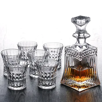 

novelty home bar 5 Pcs Whiskey Decanter Set with 4 Pcs old fashioned glass for Liquor Scotch Bourbon 200826-52