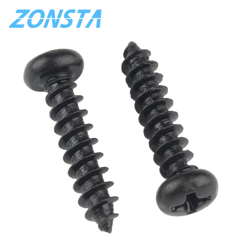 Round Pan Head Self Tapping Screws M1.2-M4 Black Carbon Steel Phillip