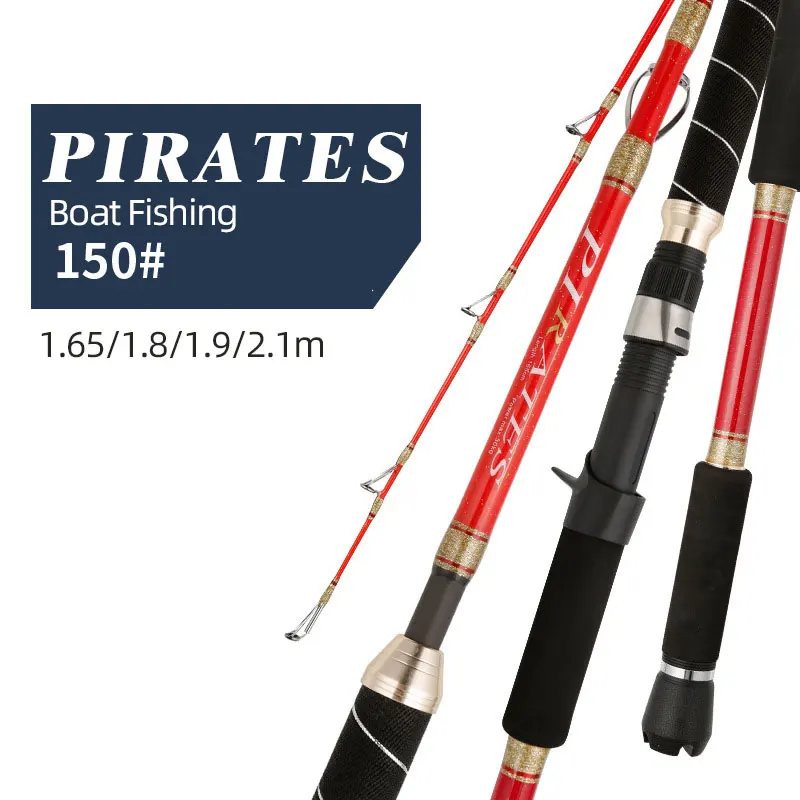 PIRATES Boat Jigging Rod 1.65m 1.8m 1.95m 2.1m Lure WT.100-700g Solid Tip  Spinning/Casting Boat Rod Slatwater Fishing Rod