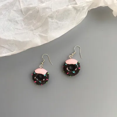 Cute Food Cake Donuts Lovely Cartoon Drop Earrings Summer Fashion Earrings Personality Funny Party GirlS Jewelry Gift Wholesale - Окраска металла: Покрытие антикварной медью