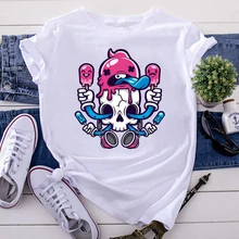 Cheap Short Sleeve Tops Ice Cream Monster Funny Printed Woman T-Shirt Korean Trend T Shirt For Women Oversized Casual Women'S Clothes Cheap Short Sleeve Tops Ice Cream Monster Funny Printed Woman T-Shirt Korean Trend T Shirt For Women Oversized Casual Women'S Clothes