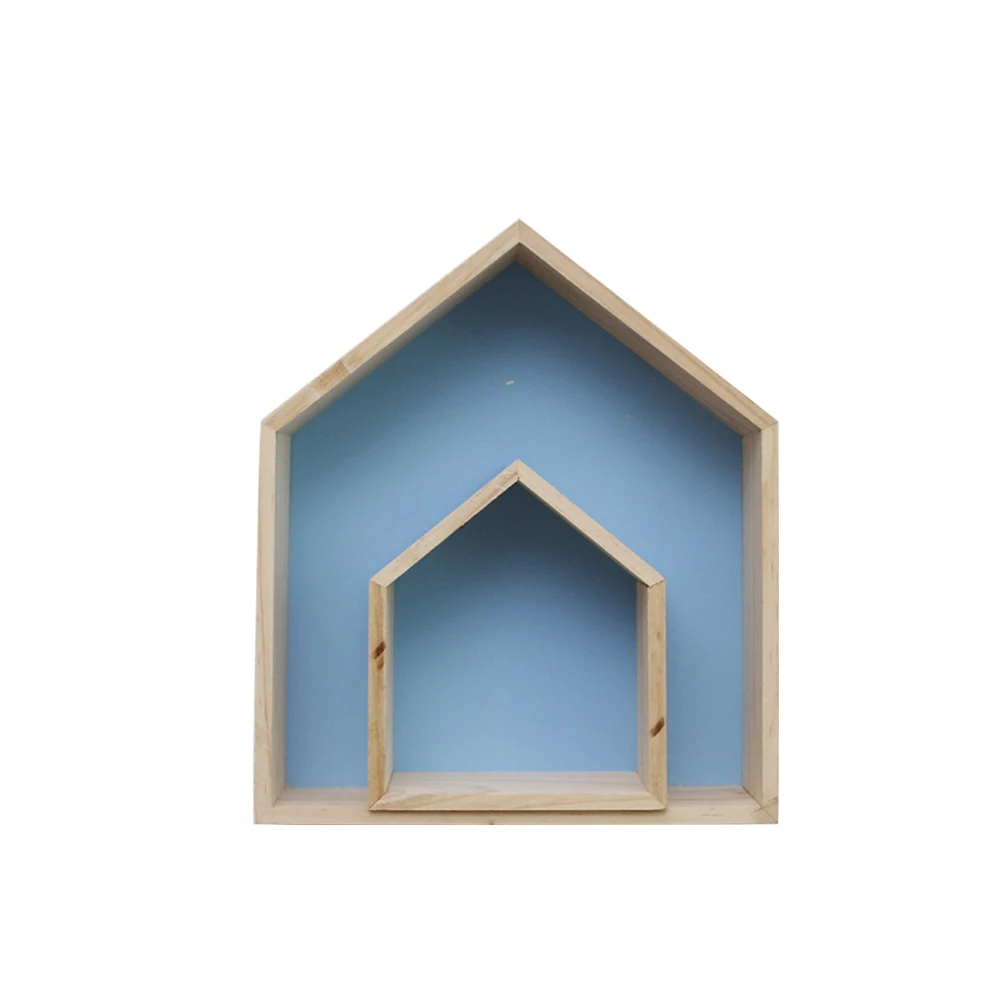 #*Cheap 2pcs set Shelf Decoration Box Wall Hanging Children Room Wooden House Frame Nordic Style Home Use Simple Practical Accessories