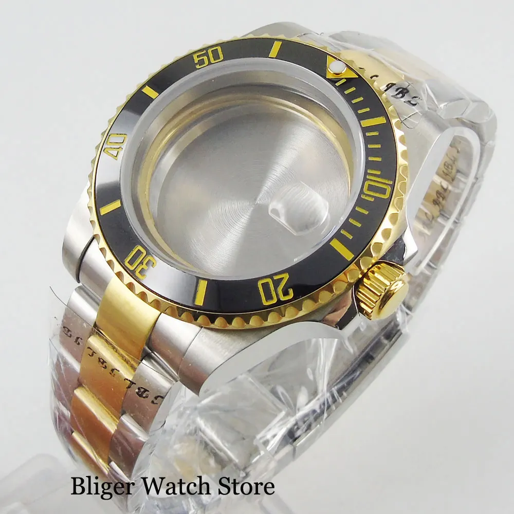 

Wristwatch Automatic Case for NH35 NH35A NH36 NH36A Movement Two-Tone Bracelet Sapphire Crystal Ceramic Bezel Insert