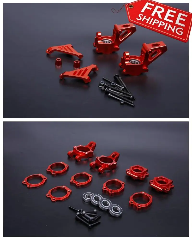 Alloy CNC front + rear wheel hub carrier Set for 1/5 HPI ROFUN ROVAN KM BAJA 5B 5T 5SC RC CAR