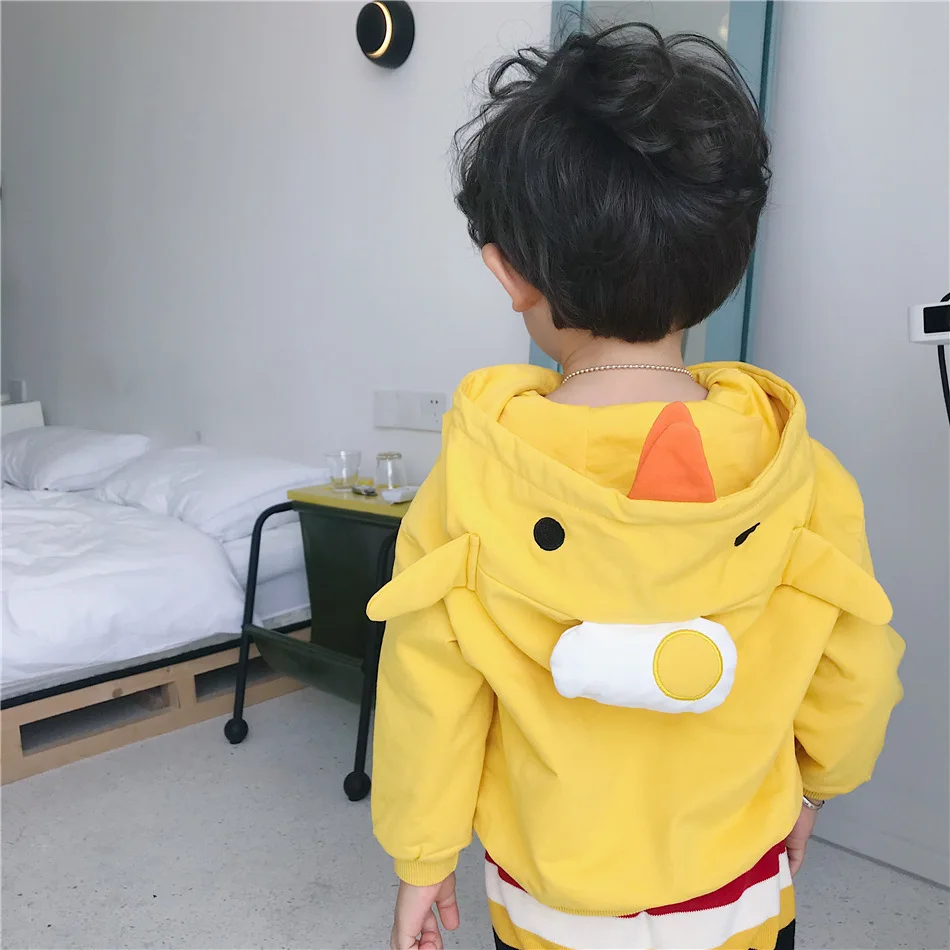 Tonytaobaby/новая зимняя одежда для мальчиков и девочек; детская одежда с рисунком цыплят; бархатная толстовка для мальчиков