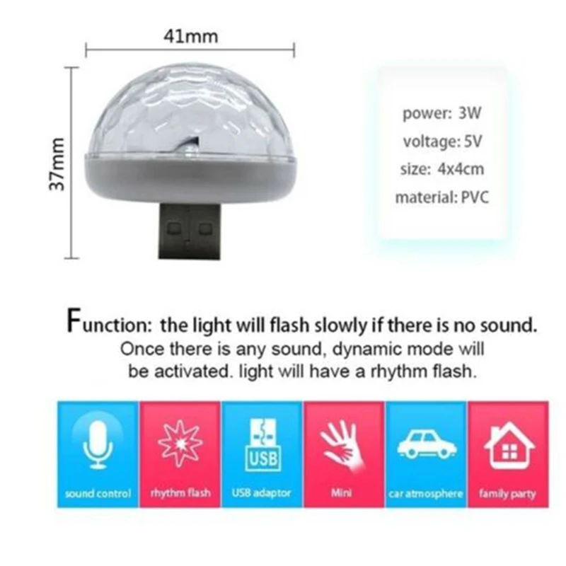 Мини USB RGB светодиодный диско сценисветильник свет портативный Семейный